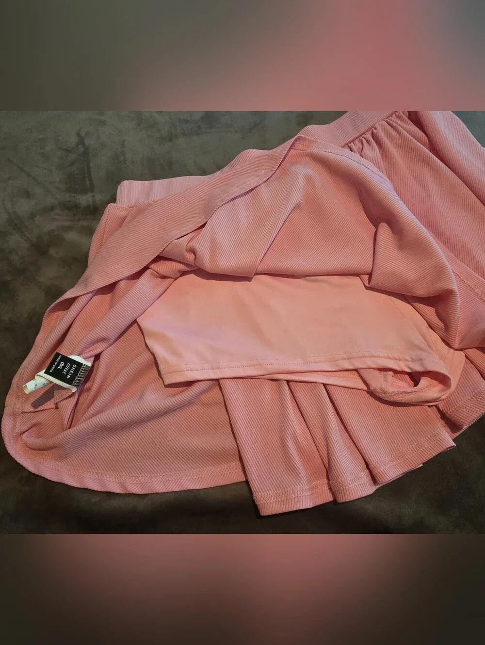 Pink Two-Piece Top Skort Set Ribbed Ruched Sporty Fitted Athletic Cute 0XL Shein